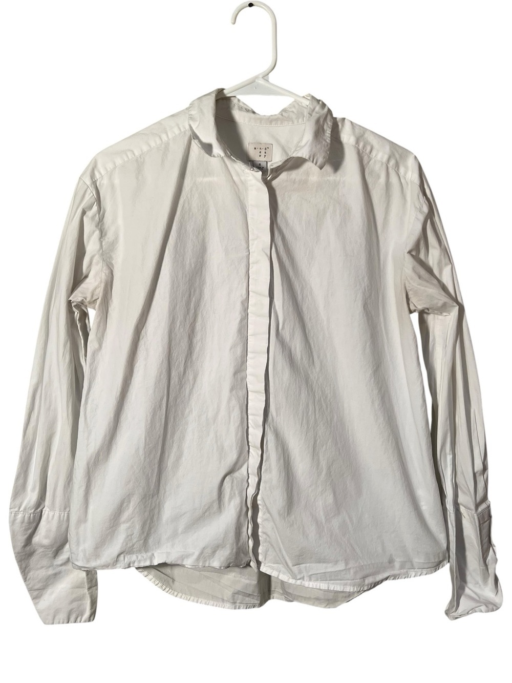 A New Day Women's Size Small Button Down Shirt White Hidden Buttons 100% Cotton